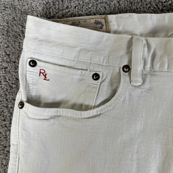 Polo Ralph Lauren Jeans Mens 38x30 White Chalk Slim Straight Denim Preppy - Picture 4 of 14